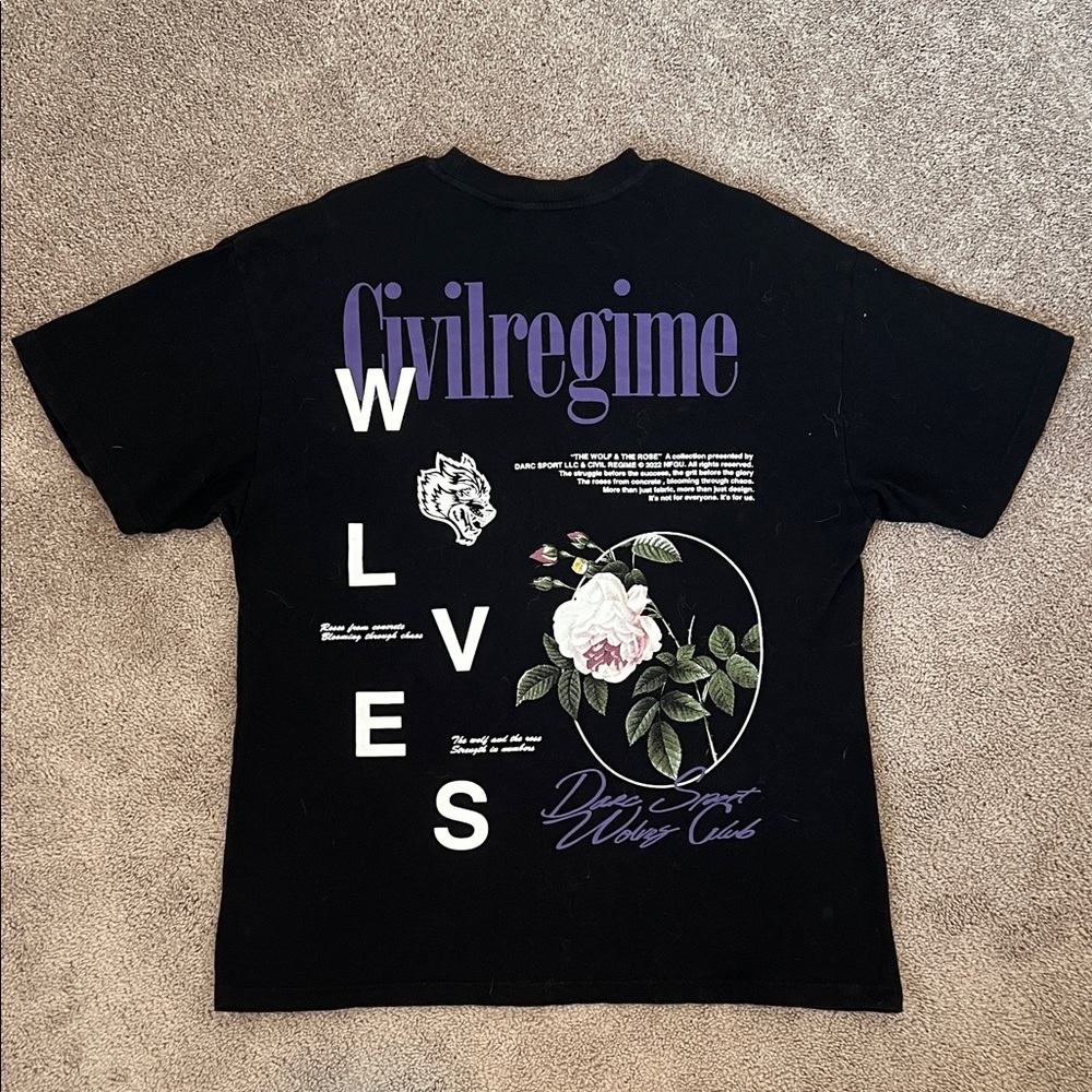 Darc Sport Black Tee with Purple and White Graphics